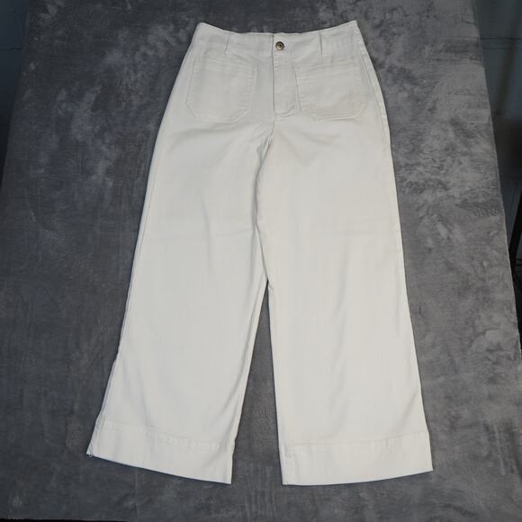 Habitat Women's Perfect Crop Jean White Sz‎ 6 Wide Leg Front Pocket Classic - Picture 1 of 9